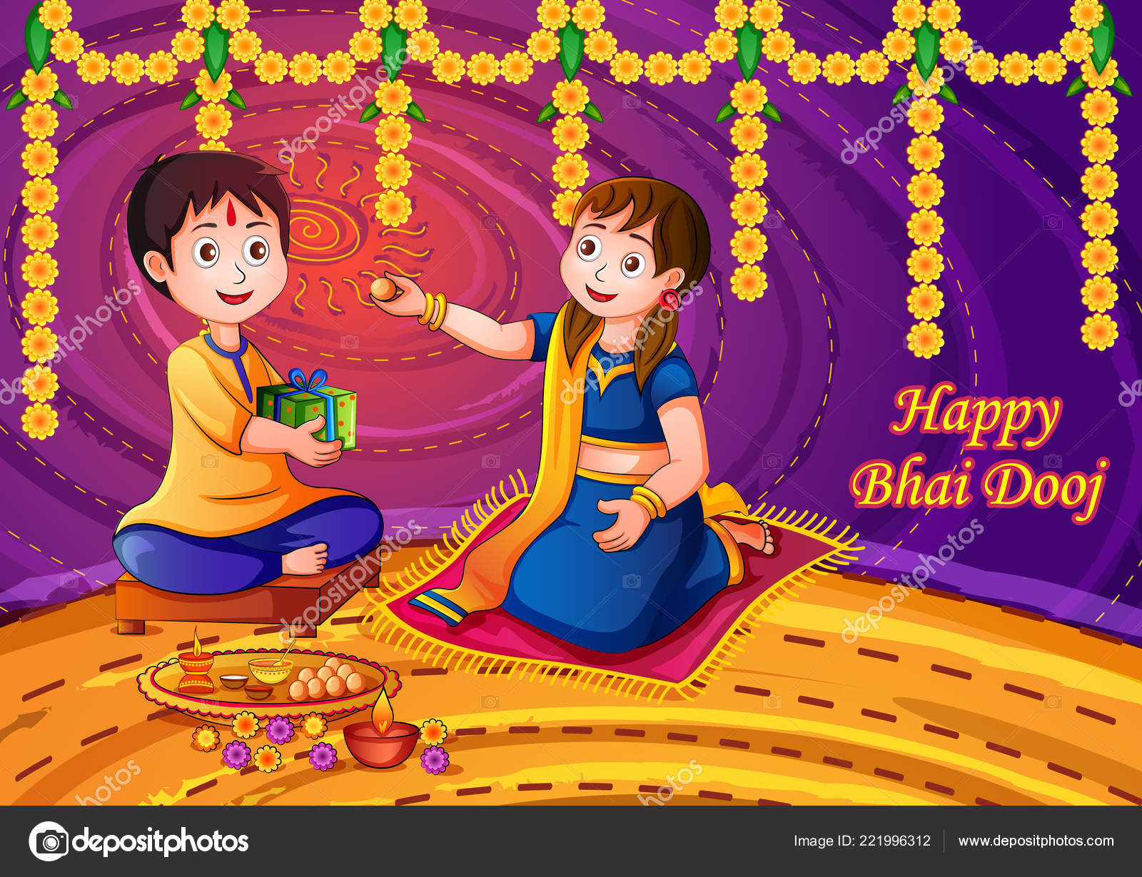 Illustration Of Hindu Festival Bhai Dooj Background Stock Illustration -  Download Image Now - iStock