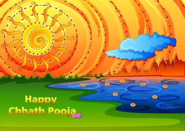 Chhath Pooja Tatil festival arka planda Hindistan