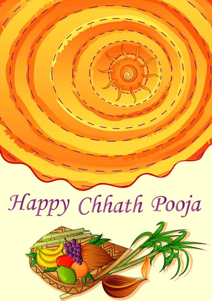 Chhath Pooja Tatil festival arka planda Hindistan — Stok Vektör