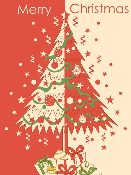 Frohe Weihnachten Fest Feier Hintergrund mit Kiefer — Stockvektor