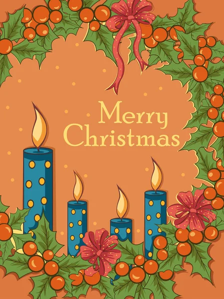Zdobené svíce pro Veselé Vánoce a šťastný nový rok dovolená oslava pozadí — Stockový vektor