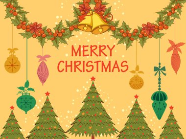 Neşeli Noel tatili kutlama arka plan için süslenen ağacı