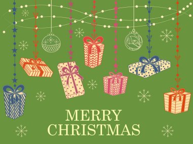 Dekore edilmiş ağaç ve neşeli Noel tatili kutlama arka plan için hediye