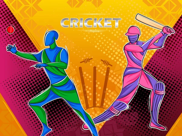 Hráč hraje kriket sportovní liga turnaj mistrovství — Stockový vektor