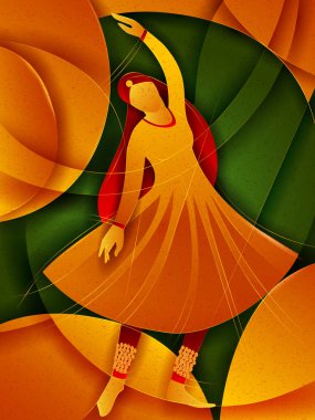 woman performing Kathak classical dance of Northern India clipart