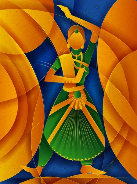 Woman performing Bharatanatyam classical dance of Tamil Nadu, India — Stock Vector