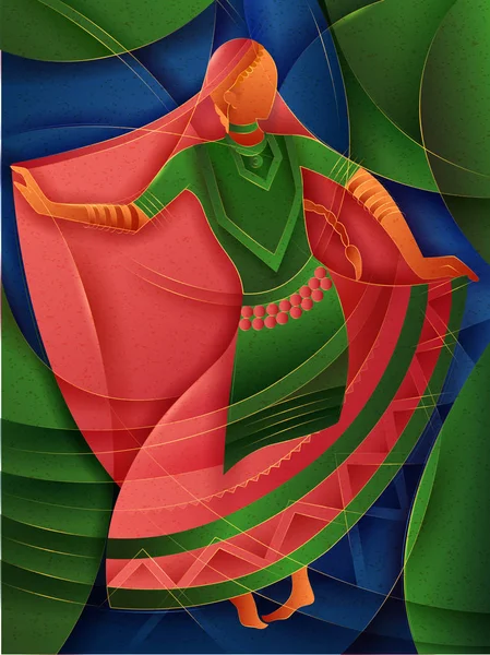 Žena provádějící Kalbelia lidový tanec Rajasthan, Indie — Stockový vektor