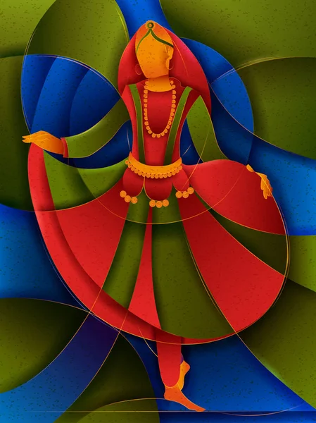 Mujer realizando la danza folclórica Phag de Haryana, India — Vector de stock