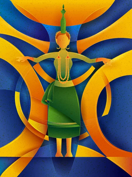 Mujer realizando danza folclórica Hojagiri de Tripura, India — Vector de stock