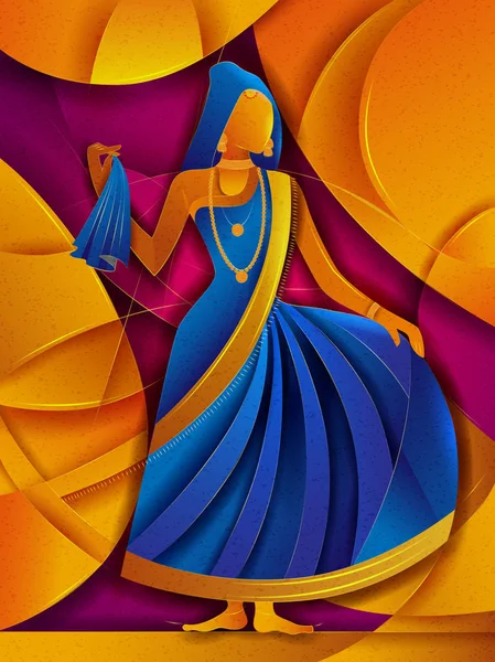 Chancheri インド ・ ウッタラーカンド州の伝統的なダンスを実行する女 — ストックベクタ