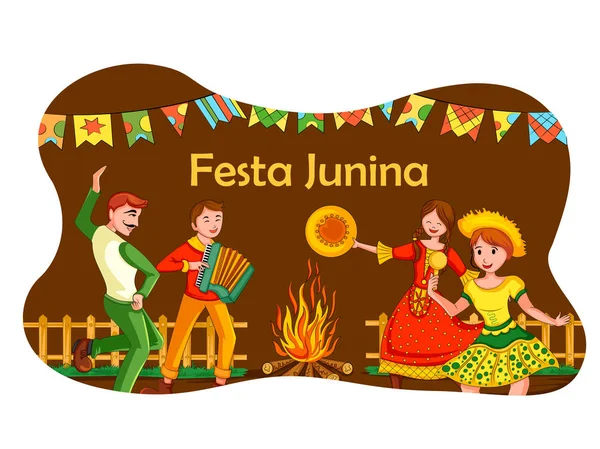 Gente de Brasil celebra la fiesta anual brasileña de Festa Junina — Archivo Imágenes Vectoriales