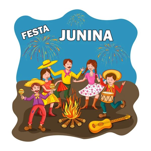 Mieszkańcy Brazylii obchodzi Festa Junina roczny brazylijski Festiwal — Wektor stockowy