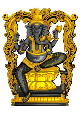 Taşa kazınmış Hint Lordu Ganesha heykelinin vintage heykeli