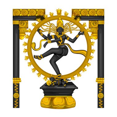 Taşa kazınmış Hint Lordu Shiva Nataraja heykelinin vintage heykeli