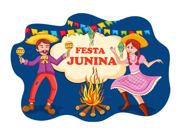 Gente de Brasil celebra la fiesta anual brasileña de Festa Junina — Vector de stock