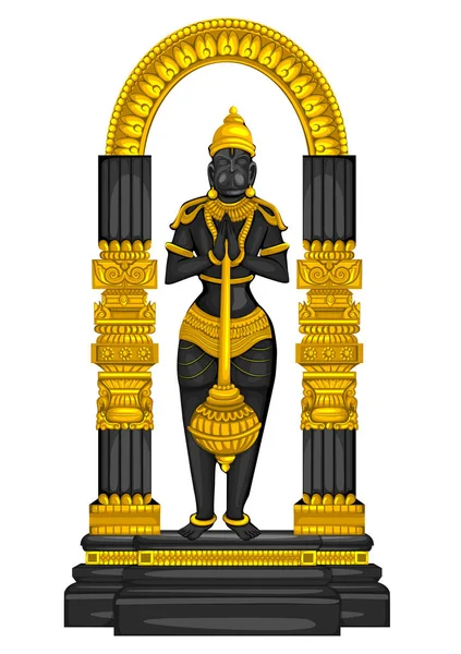 Vintage άγαλμα του Ινδικού άρχοντα Χάνουμαν γλυπτό χαραγμένο στην πέτρα — Διανυσματικό Αρχείο
