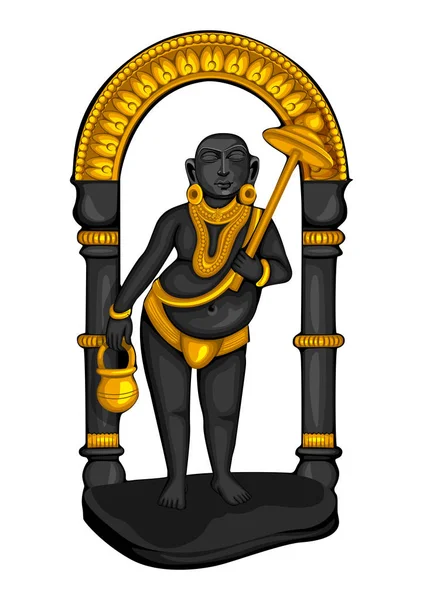 Vintage staty av Indian Lord Vamana skulptur en av avatar från Dashavatara av Vishnu graverade på sten — Stock vektor