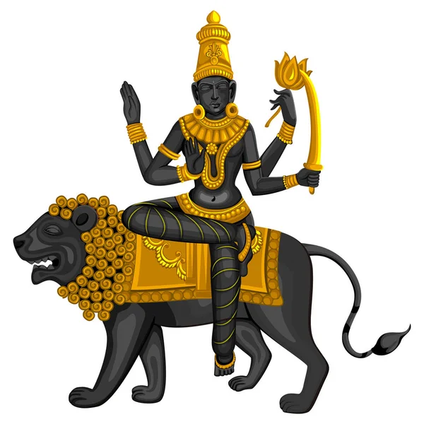 Socha sochy z Indické bohyně Katyayaniho, jedné z avatarů Navadurga vyryté na kameni — Stockový vektor