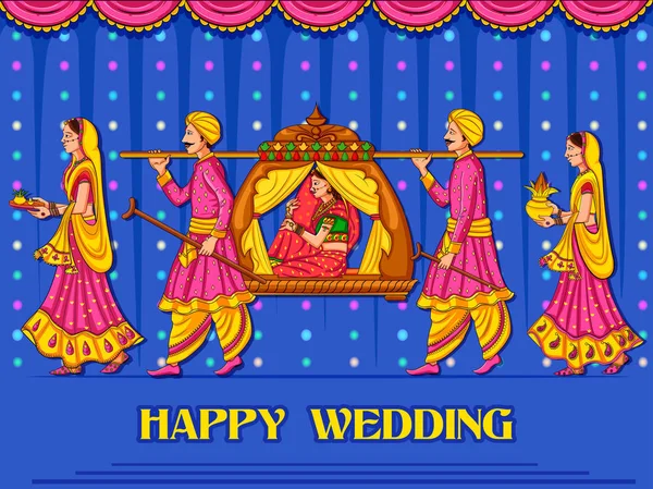 Sposa di donna indiana in cerimonia nuziale dell'India — Vettoriale Stock