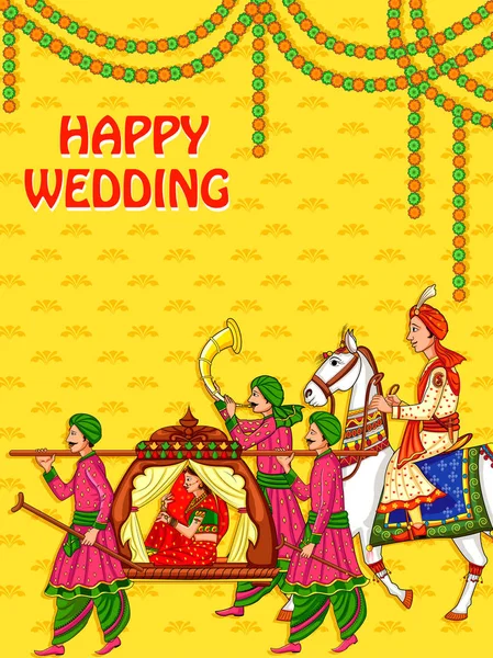 Sposa di donna indiana in cerimonia nuziale dell'India — Vettoriale Stock