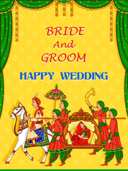 Indian woman bride in wedding ceremony of India — Stock Vector