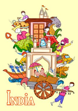 Kültür, gelenek ve Hindistan festivali gösteren Hint kolaj illüstrasyon