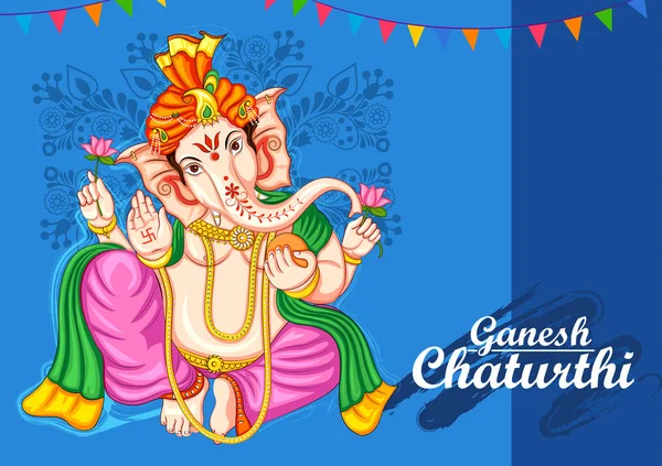 Indický lord Ganpati pro festival Ganesh Chaturthi v Indii — Stockový vektor