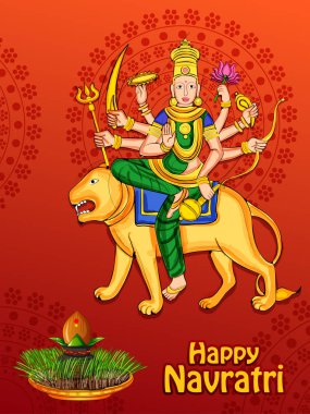 Tanrıça Durga Hindistan Happy Navratri Dussehra festivali için