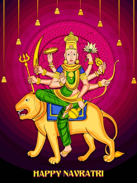 Diosa Durga para Feliz Festival Navratri Dussehra de la India — Archivo Imágenes Vectoriales