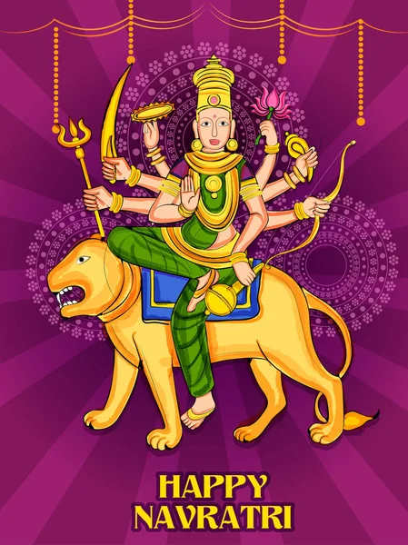 Diosa Durga para Feliz Festival Navratri Dussehra de la India — Vector de stock