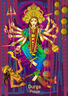 Hint Tanrıçası Durga heykeli Durga Puja bayram festivali için Dussehra Vijayadashami Navratri 'de