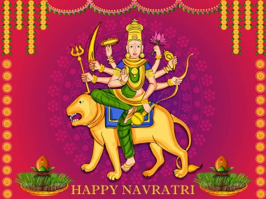 Tanrıça Durga Hindistan Happy Navratri Dussehra festivali için