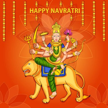 Tanrıça Durga Hindistan Happy Navratri Dussehra festivali için
