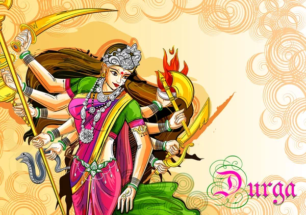 Indická bohyně Durga socha pro Durga Puja sváteční festival Indie v Dussehra Vijayadashami Navratri — Stockový vektor
