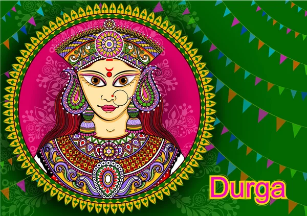 Diosa india Escultura Durga para el festival de vacaciones Durga Puja de la India en Dussehra Vijayadashami Navratri — Vector de stock