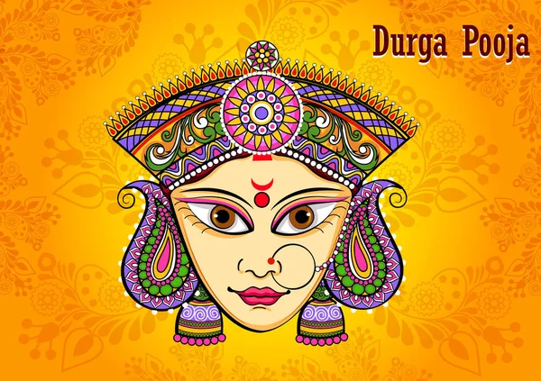 Diosa india Escultura Durga para el festival de vacaciones Durga Puja de la India en Dussehra Vijayadashami Navratri — Vector de stock