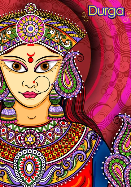 Diosa india Escultura Durga para el festival de vacaciones Durga Puja de la India en Dussehra Vijayadashami Navratri — Vector de stock