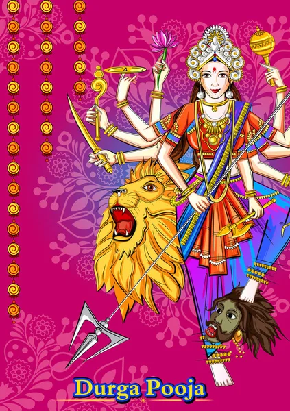 Diosa india Escultura Durga para el festival de vacaciones Durga Puja de la India en Dussehra Vijayadashami Navratri — Vector de stock