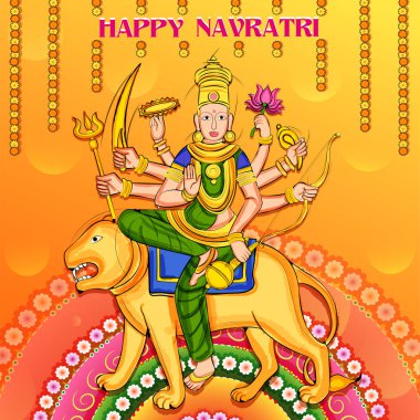 Tanrıça Durga Hindistan Happy Navratri Dussehra festivali için