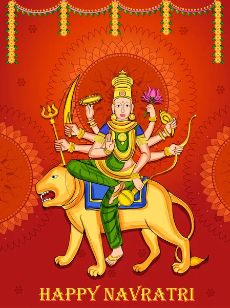 Diosa Durga para Feliz Festival Navratri Dussehra de la India — Archivo Imágenes Vectoriales