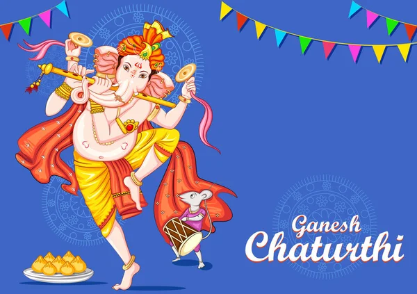 Indiai Lord Ganpati az indiai Ganesh Chaturthi fesztiválra — Stock Vector