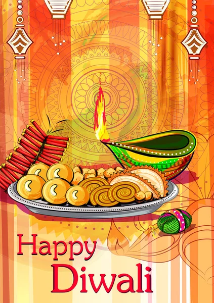 Happy diwali traditionelles Fest der indischen Begrüßung Hintergrund — Stockvektor