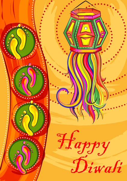 Feliz festival tradicional Diwali de la India saludo fondo — Vector de stock