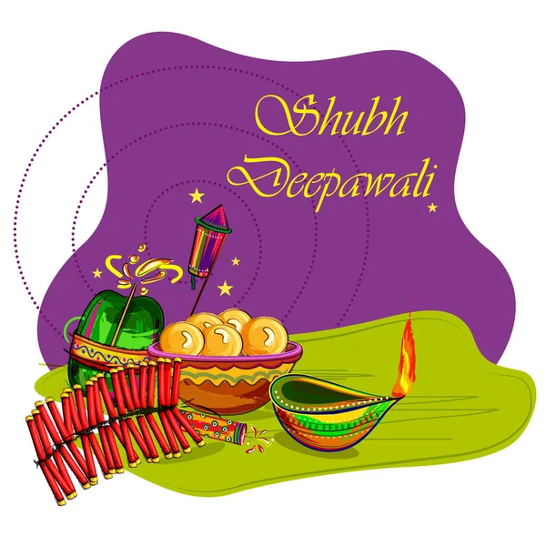 Glad Diwali traditionell festival i Indien hälsning bakgrund — Stock vektor