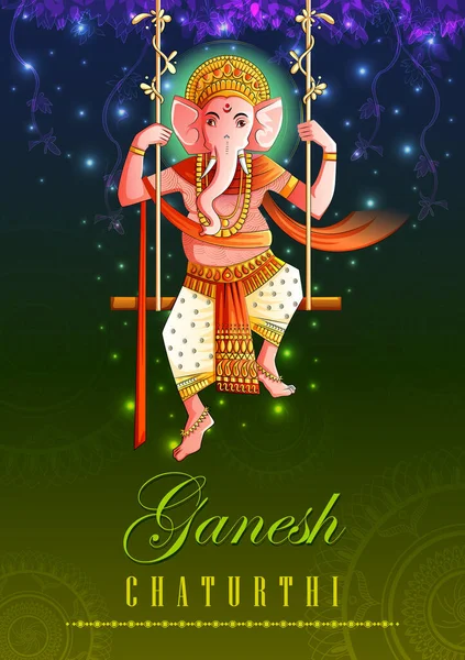 Indiai Lord Ganpati az indiai Ganesh Chaturthi fesztiválra — Stock Vector