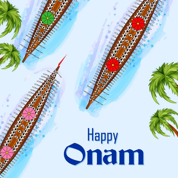 Feliz festival Onam fondo de Kerala Sur de la India en el estilo de arte indio — Vector de stock