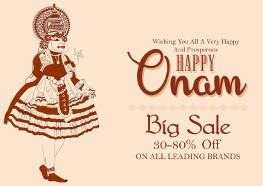 Kerala Güney Hindistan 'ın Hint sanat tarzındaki arka planı Mutlu Onam Festivali