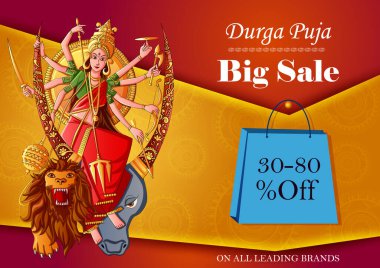 Hindistan 'ın Dussehra Vijayadashami Navratri bayramında satış ve tanıtım için Hint Tanrıçası Durga.