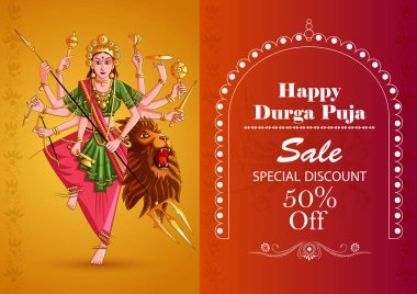 Hindistan 'ın Dussehra Vijayadashami Navratri bayramında satış ve tanıtım için Hint Tanrıçası Durga.