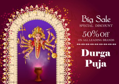 Hindistan 'ın Dussehra Vijayadashami Navratri bayramında satış ve tanıtım için Hint Tanrıçası Durga.